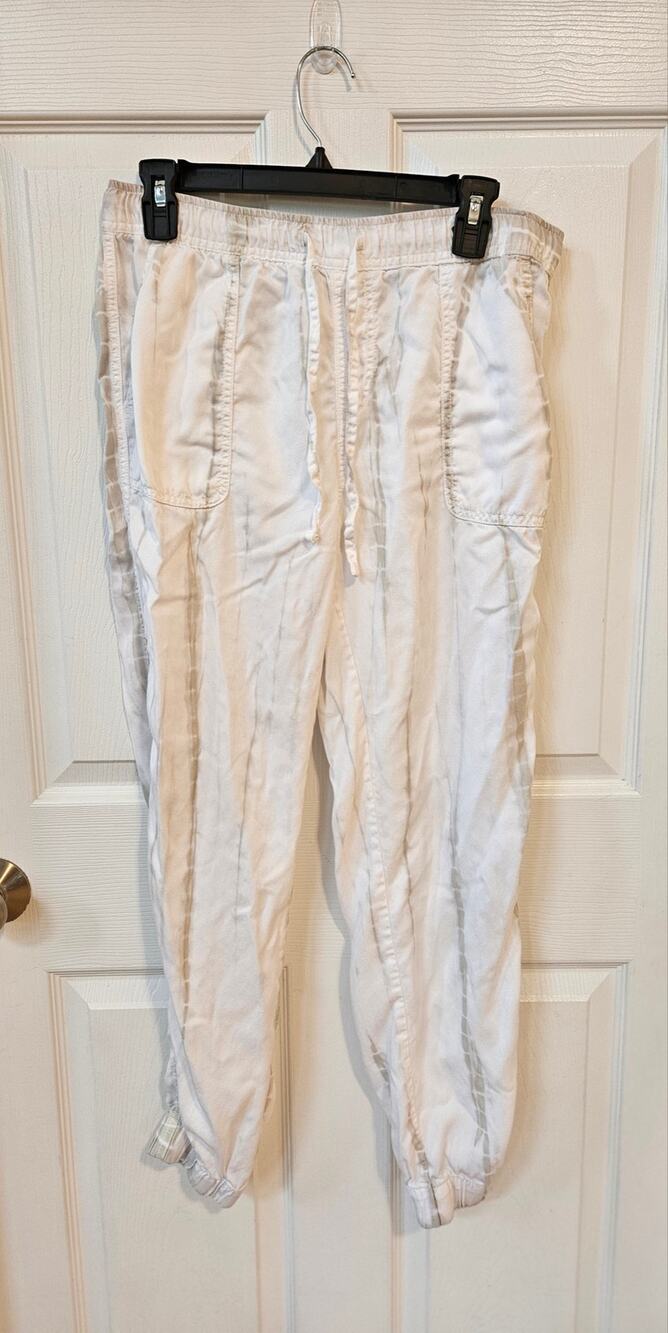 C&C California Women’s Medium White Tie Dye Lyocell Jogger Pants Coastal Lounge